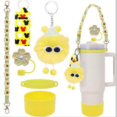 Imagem de 6 peças para acessórios Stanley Cup Tumbler 1,134 g 850 g, compatível com Stanley Cup Tumbler alça de garrafa de água alça para transporte (amarelo)