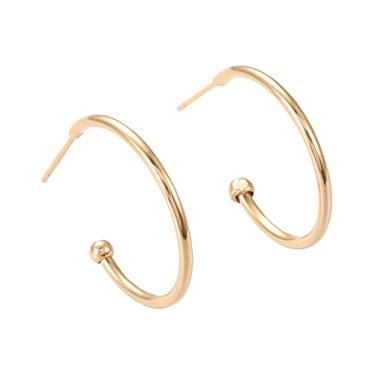 Imagem de BENECREAT 6 pares de brincos de meia argola banhados a ouro 18K redondos para fazer joias DIY