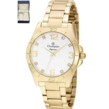 Imagem de Relógio Champion Feminino Douradofundo branco + Semi Joias Qtz-Feminino