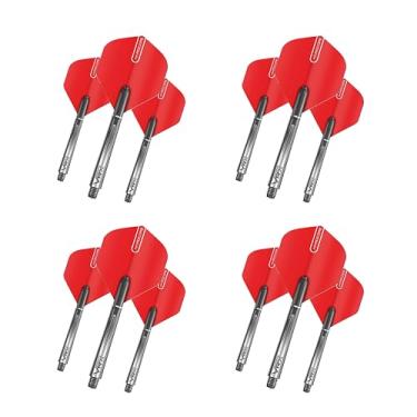 Imagem de RED DRAGON Conjunto Combo Dart Flights and Shafts (Hastes) - Voos Hardcore Vermelho e VRX Black Shafts