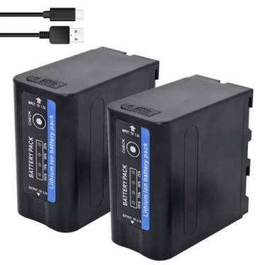 Imagem de Kit 2 Baterias Np-f980 Usb Para Filmadora Led Monitor 7.4v 10.000mah -