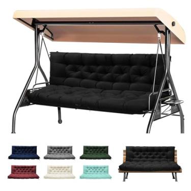 Imagem de DANGHOOGY Almofadas De Balanço De Varanda, Almofadas De Balanço À Prova D'Água De Substituição Com Encosto, Almofadas De Banco De Balanço Ao Ar Livre De 2 A 3 Lugares De Substituição Para Móveis De