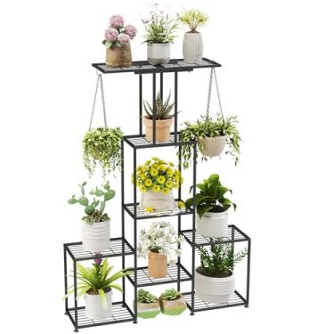 Imagem de YUJCHMTZN Suporte Para Plantas Interno E Externo, Prateleira De Metal Para Plantas Suspensas De 6 Camadas De Altura Para Vários Vasos De Flores, Escada Grande E Resistente, Suporte Para Plantas Para