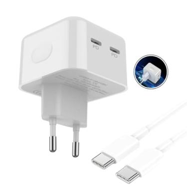 Imagem de Carregador Super Turbo 50W Ultra Rápido USB-C Duplo E Cabo USB Tipo C de 1m Compatível com Celulares Samsung Motorola iPhone 15 Tablets e Notebooks Homologado Anatel Alta Performance e Segurança