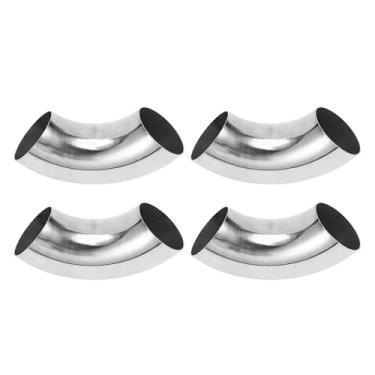 Imagem de Motoforti 4 peças 90 graus mandril curva cotovelo carro modificado tubo de escape tubulação 6.3 cm espessura OD 1,2 mm/18GA 63x195x1,2 mm 304 aço inoxidável tom prata