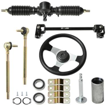 Imagem de JNDO Go Kart Steering 380Mm Eixo De Direção + 340Mm Go Kart Cremalheira E Pinhão + 300Mm Volante + 150Mm Coluna De Direção + 80Mm Manga Adequado Para Buggy Quad Go Kart Golf Utv