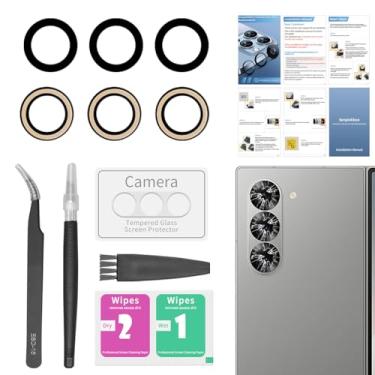 Imagem de Pacote com 2 para Samsung Galaxy Z Fold 6 lente traseira traseira de substituição de vidro com [protetor de lente da câmera] + adesivo pré-instalado inclui conjunto de ferramentas de reparo + manual