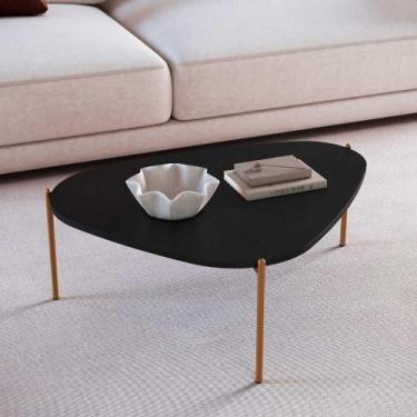 Imagem de Mesa de Centro Orgânica p/ Sala de Estar 76,8cm Pés em Metal - Artesan