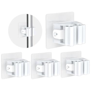 Imagem de Kit 4 Suporte Adesivo Multiuso para Vassouras, Rodos, Utensilios Domésticos e etc. Suportes Organizadores Sem Furar Parede (Cor Aleatória) | Premium InoVibes