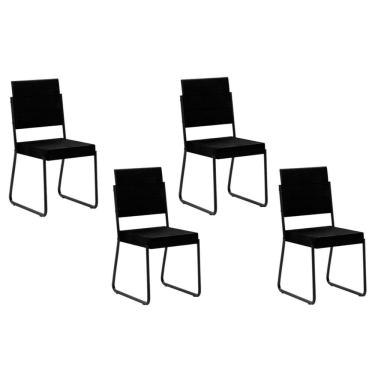 Imagem de Kit 4 Cadeiras Sala Jantar 1736 4 Uni Preto/ Courano Preto - Carraro