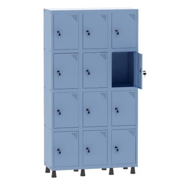 Imagem de Armário Guarda Volume Locker Roupeiro 3 Vãos 12 Portas Aço GRF503/12 Azul Dali - Pandin