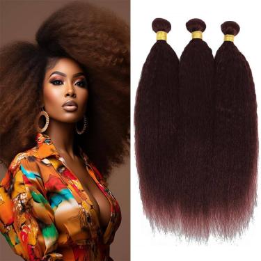 Imagem de Pacotes de cabelo MAMART Chocolate Dark Brown Yaki Straight 3x8-30in