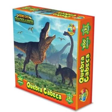 Imagem de Quebra-cabeça Cartonado Dinossauros 200 Pecas Ggb Plast Novo - GGB BRI