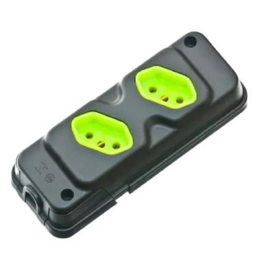 Imagem de Tomada em Barra Robust 2T 20A Preto/Verde Fiolux