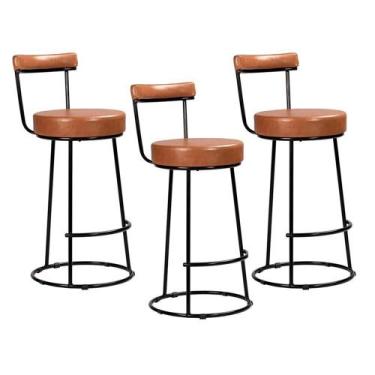 Imagem de Kit 3 Banquetas Miami 96cm material sintético - Salaone, Amarula