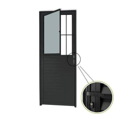 Imagem de PORTA DE ALUMÍNIO SOCIAL 2100x80  LINHHA 25 PRETA - Esquadrias Novo La