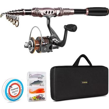 Imagem de Varão de pesca e carretel de fibra de carbono da Plusinno, varão de pesca telescópico com rolo combo de água salgada de água doce de água salgada de brinquedo, Full Kit with Carrier Case, 1.8M 5.91FT