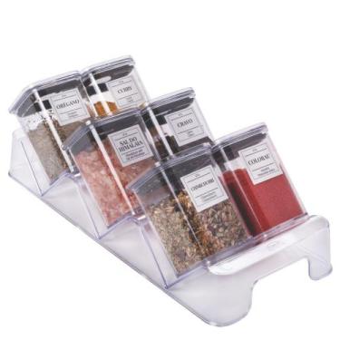 Imagem de Porta temperos / condimentos cristal 6 peças com base preto Plasutil r