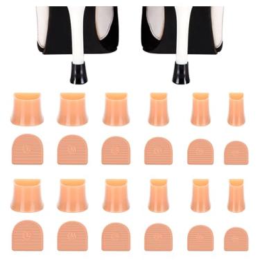 Imagem de Keroius 6 tamanhos de protetores de salto alto, protetores de ponta de salto alto, redutores de ruído antiderrapantes para saltos altos, perfeitos para casamentos, corridas (12 pares de damasco)