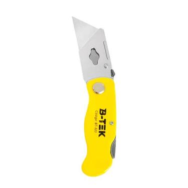 Imagem de Estilete Compacto Dobrável Amarelo B-TEK Modelo BT-323 - B-TEKModeloBT