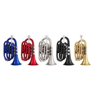Imagem de Trompete Bb de Tamanho Mini, Trompete de Bolso de Latão Leve Com Estojo de Transporte para Estudantes, Iniciantes ou Amantes de Instrumentos de Sopro, Fácil de Segurar Com Uma