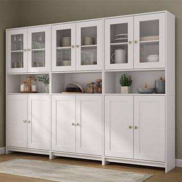 Imagem de Armário de Cozinha com Balcão Americano 12 Portas com Tampo Branco - Pnr Móveis