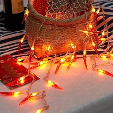 Imagem de 2pack red Chili Pepper String Lights,40 LED Pepper String lamp Indoor Kitchen Decor Outdoor Mexican Decorations Lighted, Battery Powered Fairy,Suitable for Wedding, Chinese New Year,Party Decoration