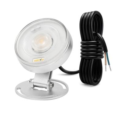 Imagem de Samvol Luz Led Subaquática Para Lago, Alumínio Resistente, 12 V, 3000 K, Branco Quente, Ip68, À Prova D'Água, Lâmpada De Fonte Para Paisagem, Piscina, Fonte, Cachoeira, Lago E Gramado (6.000 Watts)