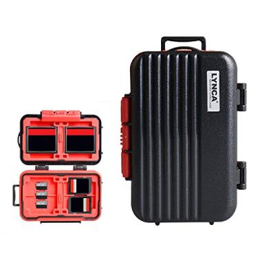 Imagem de LYNCA porta-cartões de memória, capa protetora rígida de cartão de memória profissional resistente à água antichoque compacta para cartão de armazenamento rígido para 8 cartões SD 4 cartões CF 12 cartões micro SD/TF, Preto