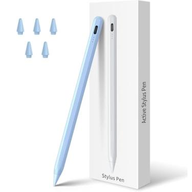 Imagem de Caneta Stylus para iPad de 9ª e 10ª geração, caneta stylus de carregamento rápido com rejeição da palma, compatível com iPad 10/9/8/7/6 gerações 2018-2024, iPad Pro 33.0 cm M4/32.8 cm/27.9 cm, iPad