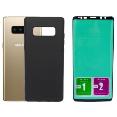 Imagem de Capa Aveludada Preta Para Galaxy Note 8 + Película Ceramica - Mustangs