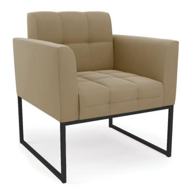 Imagem de Poltrona Elisa Suede Base Metálica Industrial Assento Encosto e Braços com Espuma D-23 Marrom D'Rossi