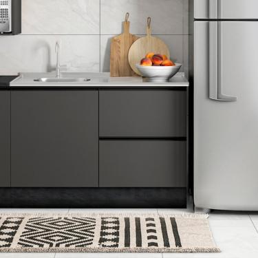 Imagem de Balcão 1 Porta 3 Gavetas 120cm Flex Sem Tampo Para Pia Deslocada Etna Grafite