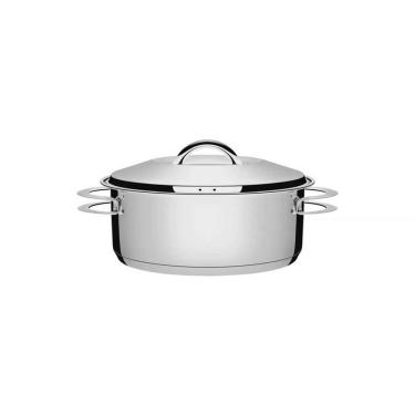 Imagem de Caçarola Tramontina Solar Rasa Em Aço Inox Fundo Triplo Com Tampa E Alças 20 Cm 2,9 L T...