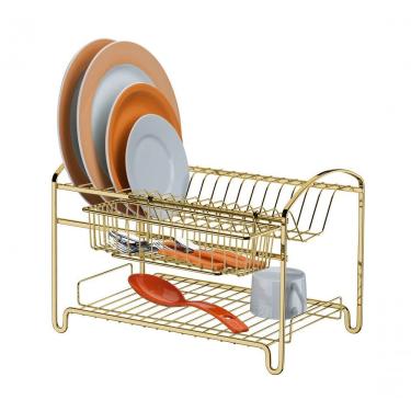 Imagem de Escorredor De Louças Talheres Duplo Dourado Future 1522dd