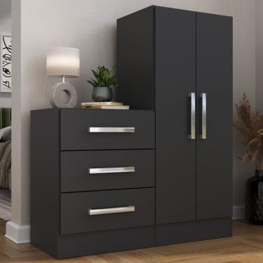 Imagem de Cômoda 2 Portas 3 Gavetas Dunas Preto