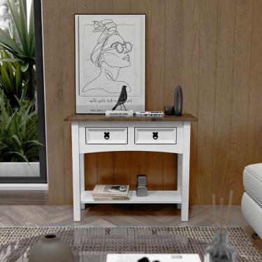 Imagem de Aparador Para Sala De Estar 2 Gavetas Branco-roble