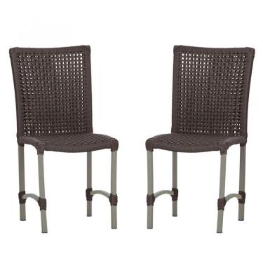 Imagem de 2 Cadeiras De Jantar Cannes De Alumínio Pintura Fendi Trama Marrom