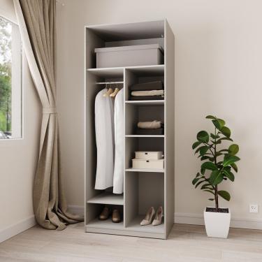 Imagem de Guarda Roupa Modular 80cm Sem Portas Com Prateleiras Jade Cabecasa Cinza Urbano