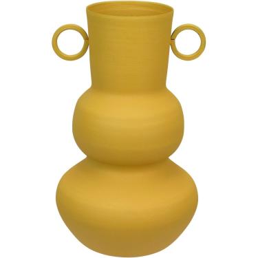 Imagem de Vaso Decorativo Enfeite Casa Aparador Garrafa Home&co Metal 20x12x12cm Amarelo