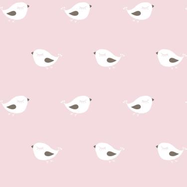 Imagem de Papel De Parede Fofura Baby Pássaros Fundo Rosa Ff4007