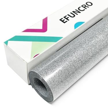 Imagem de Efuncro Vinil De Transferência Térmica Sliver Glitter Htv, 30 Cm X 4,5 M, Para Camisetas E Bolsas. Todas As Máquinas Corte, Fácil Cortar Remover (Sliver)