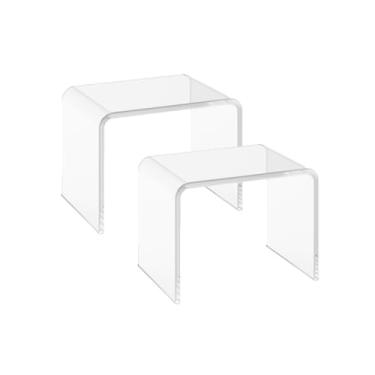 Imagem de GETCK Conjunto De 2 Bancos Sanitários Acrílico 13,4" Para Crianças, Pufe Transparente Banheiro, Multiuso Como Chuveiro/Banco Resistente À Água, Assentos E Colocação Itens (25,6 Cm Largura X 35,6 Lar