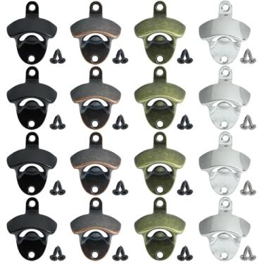 Imagem de Abridor de garrafas vintage montado na parede, abridor de garrafas com tampa de cerveja adequado para bares, hotéis, casas KTV, mesa térmica DIY (cobre antigo, preto, prata, bronze)