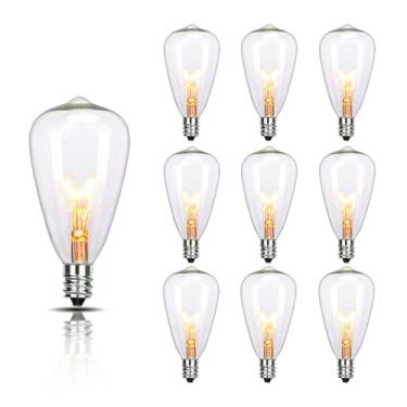 Imagem de Jasneniebo Pacote Com 10 Lâmpadas De Reposição Edison Jasneniebo, Incandescentes E12/C7 7 Watts, St38, Vidro Transparente, Para Iluminação Pátio Externo, Vintage