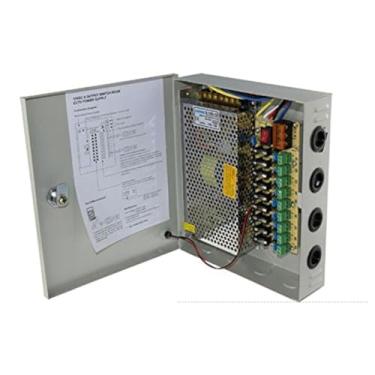 Imagem de JOYNANO Caixa De Fonte Alimentação Distribuída 12V Dc Com 9 Canais, 120W, 10A, Fusível Individual Para Câmera Segurança Cctv, Fita Led E Muito Mais