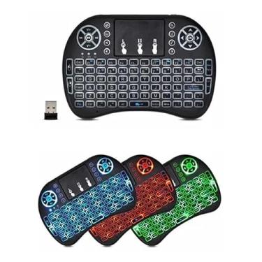 Imagem de Mini Teclado Sem Fio com Touchpad, Retroiluminado RGB, 4 Unidades, Compatível com Smart TV, Notebook, iPad