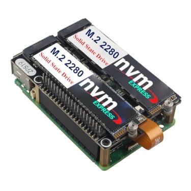 Imagem de ZDE ZP519 PCIe para Dual M.2 HAT Key M NVMe SSD PCIe Placa de Adaptador de Unidade de Estado Sólido Placa Adaptador para Raspberry Pi 5 Suporte M.2 NVMe SSD 2230 2242 2260 2280