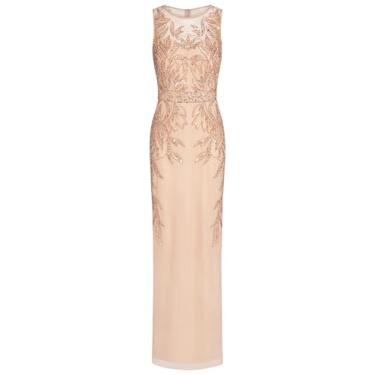 Imagem de Adrianna Papell Vestido longo feminino com contas, Ouro rosa, 36