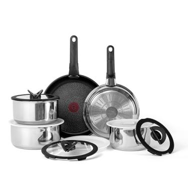 Imagem de T-fal Ingenio Expertise Conjunto de panelas de aço inoxidável, 13 peças, indução, empilhável, conjunto de panelas e frigideiras, trailer, acampamento, frigideiras de cozinha, pode ser lavado na